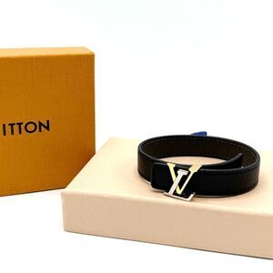 Louis Vuitton Two Tone LV Logo Leather Bracelet